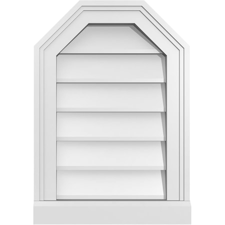 Ekena Millwork Octagonal Top Surface Mount PVC Gable Vent w/ 2"W x 2"P Brickmould Sill Frame, 14"W x 20"H GVPOT14X2003SN